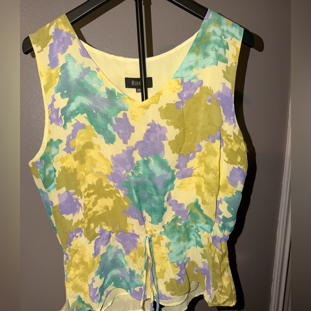 Rimini Women's Vibrant Floral Top - Yellow, Teal, Lavender